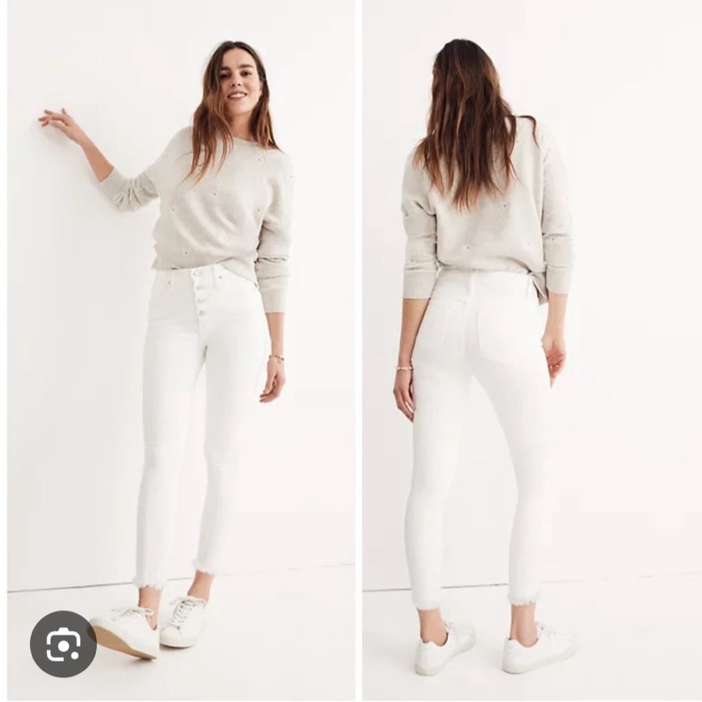 Madewell Women's Crisp White skinny Cropped Jeans 10” high rise